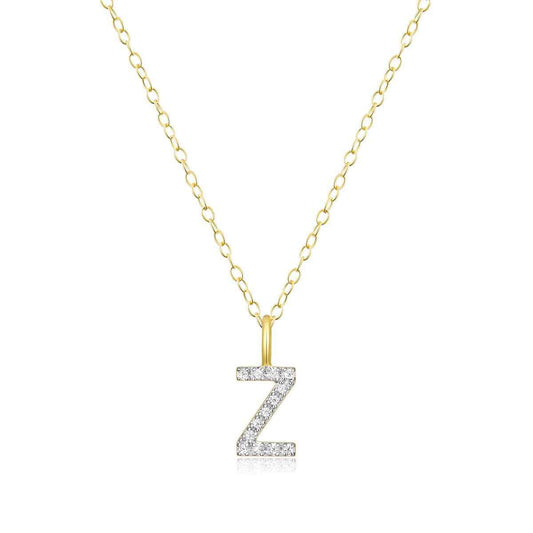 M by Monte Luna Lab-Grown Diamond Accent Initial Z Pendant in 14K Yellow Gold Plated Sterling Silver