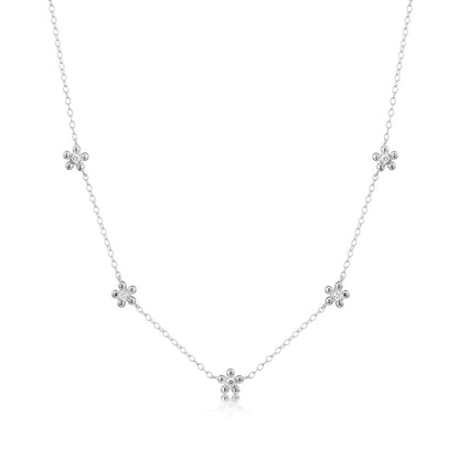 M by Monte Luna 1/10 ct. tw. Lab-Grown Diamond Flower Station necklace in Rhodium Plated Sterling Silver