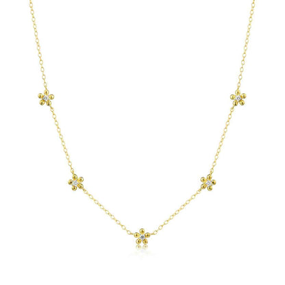 M by Monte Luna 1/10 ct. tw. Lab-Grown Diamond Flower Station necklace in 14K Yellow Gold Plated Sterling Silver