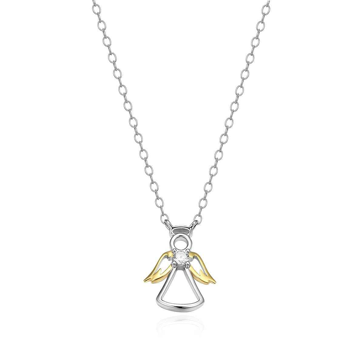 M by Monte Luna Lab-Grown Diamond Accent Angel Pendant in Rhodium & 14K Yellow Gold Plated Sterling Silver