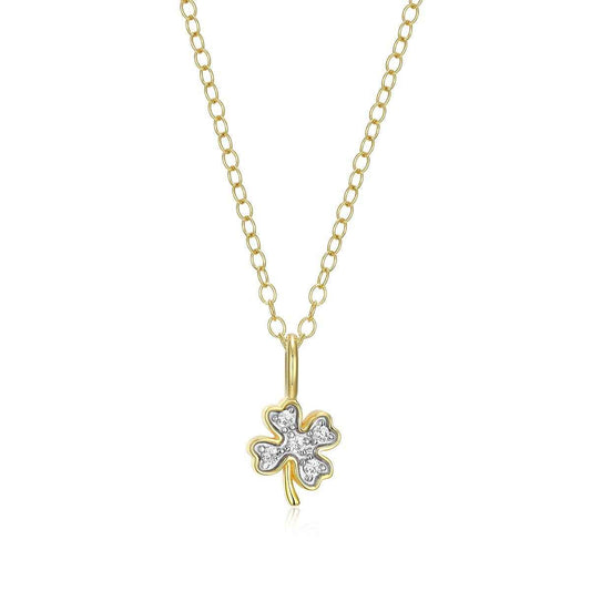 M by Monte Luna Lab-Grown Diamond Accent Lucky Clover Pendant in 14K Yellow Gold Plated Sterling Silver