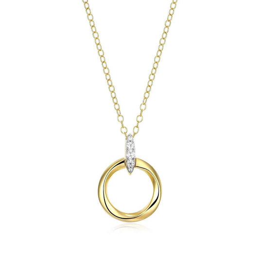 M by Monte Luna Lab-Grown Diamond Accent Knife Edge Circle Pendant in 14K Yellow Gold Plated Sterling Silver