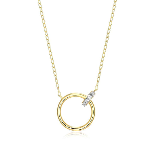 M by Monte Luna Lab-Grown Diamond Accent Open Circle Link Necklace in 14K Yellow Gold Plated Sterling Silver