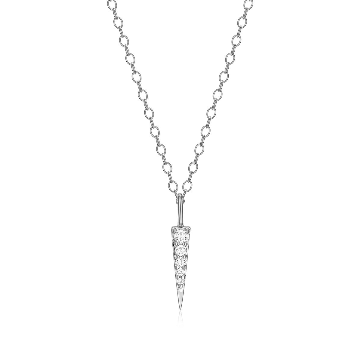 M by Monte Luna Lab-Grown Diamond Accent Dagger Pendant in Rhodium Plated Sterling Silver