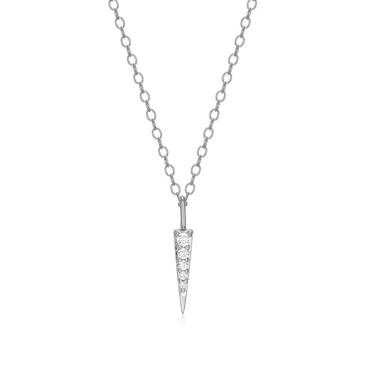 M by Monte Luna Lab-Grown Diamond Accent Dagger Pendant in Rhodium Plated Sterling Silver