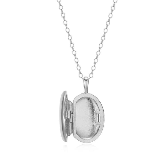 M by Monte Luna Lab-Grown Diamond Accent North Star Locket Pendant in Rhodium Plated Sterling Silver