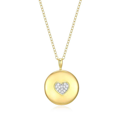 M by Monte Luna Lab-Grown Diamond Accent Heart Locket Pendant in 14K Yellow Gold Plated Sterling Silver