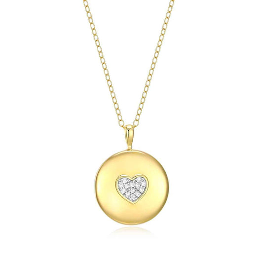 M by Monte Luna Lab-Grown Diamond Accent Heart Locket Pendant in 14K Yellow Gold Plated Sterling Silver