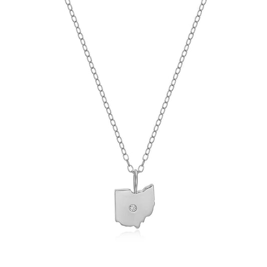 M by Monte Luna 1/10 ct. tw. Lab-Grown Diamond Ohio Pendant in Rhodium Plated Sterling Silver
