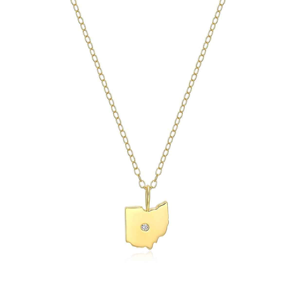 M by Monte Luna 1/10 ct. tw. Lab-Grown Diamond Ohio Pendant in 14K Yellow Gold Plated Sterling Silver