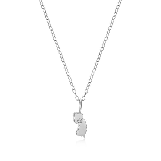 M by Monte Luna 1/10 ct. tw. Lab-Grown Diamond New Jersey Pendant in Rhodium Plated Sterling Silver