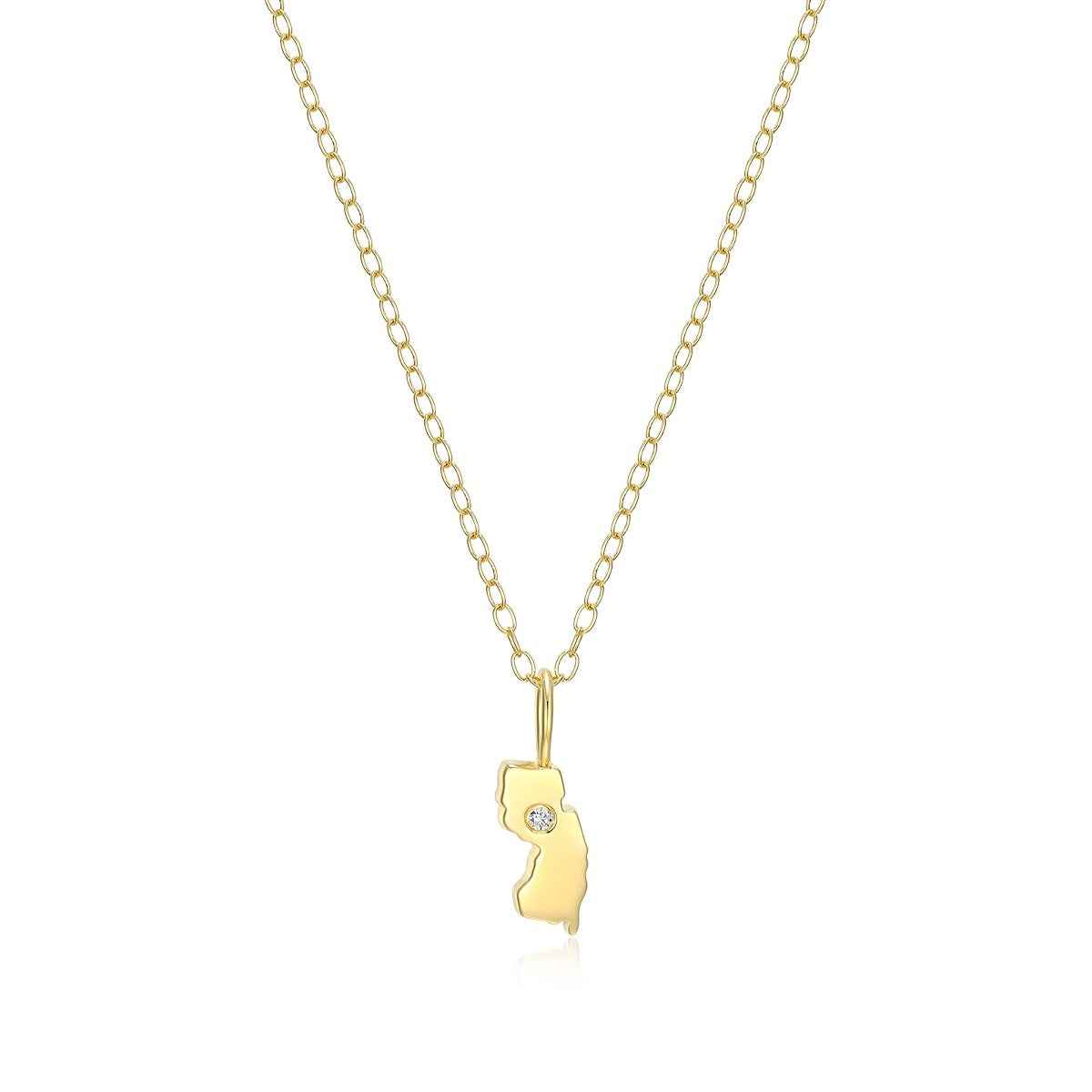 M by Monte Luna 1/10 ct. tw. Lab-Grown Diamond New Jersey Pendant in 14K Yellow Gold Plated Sterling Silver