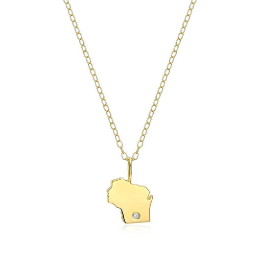M by Monte Luna 1/10 ct. tw. Lab-Grown Diamond Wisconsin Pendant in 14K Yellow Gold Plated Sterling Silver