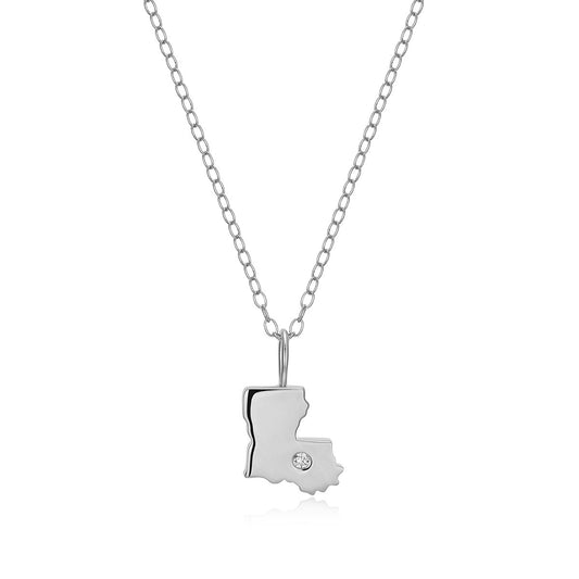 M by Monte Luna 1/10 ct. tw. Lab-Grown Diamond Louisiana Pendant in Rhodium Plated Sterling Silver
