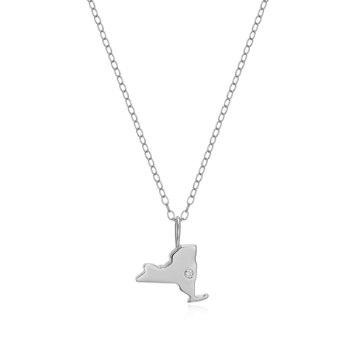 M by Monte Luna 1/10 ct. tw. Lab-Grown Diamond New York Pendant in Rhodium Plated Sterling Silver
