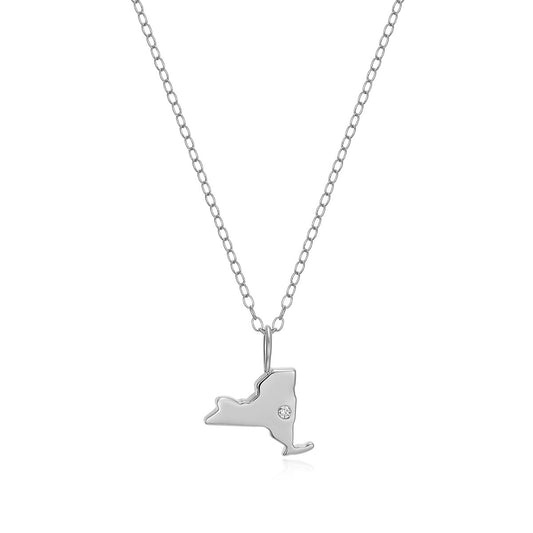 M by Monte Luna 1/10 ct. tw. Lab-Grown Diamond New York Pendant in Rhodium Plated Sterling Silver