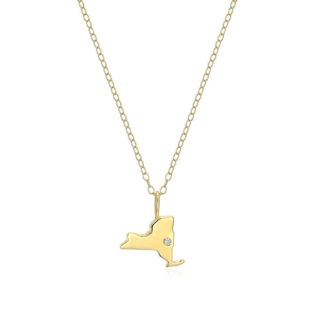 M by Monte Luna 1/10 ct. tw. Lab-Grown Diamond New York Pendant in 14K Yellow Gold Plated Sterling Silver