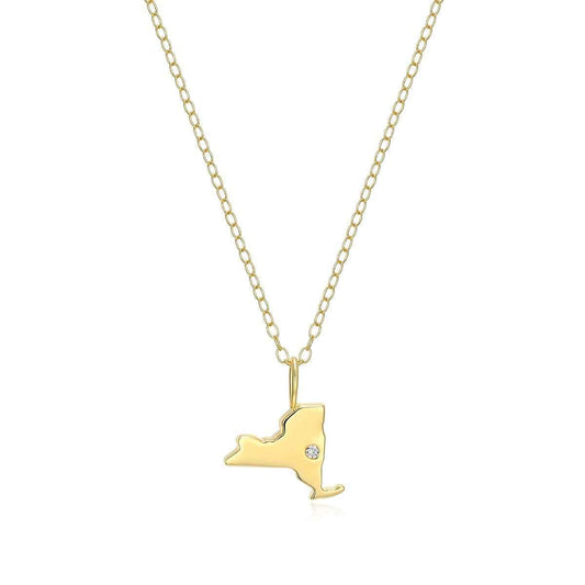 M by Monte Luna 1/10 ct. tw. Lab-Grown Diamond New York Pendant in 14K Yellow Gold Plated Sterling Silver