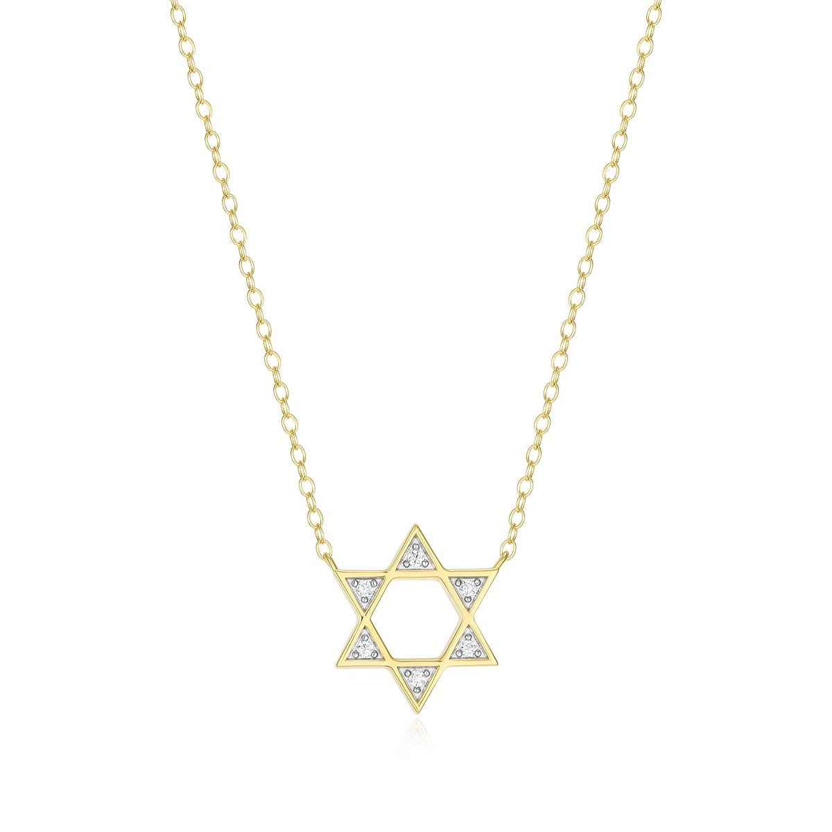 M by Monte Luna Lab-Grown Diamond Accent Star of David Necklace in 14K Yellow Gold Plated Sterling Silver