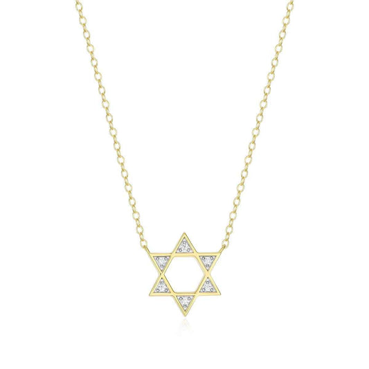 M by Monte Luna Lab-Grown Diamond Accent Star of David Necklace in 14K Yellow Gold Plated Sterling Silver