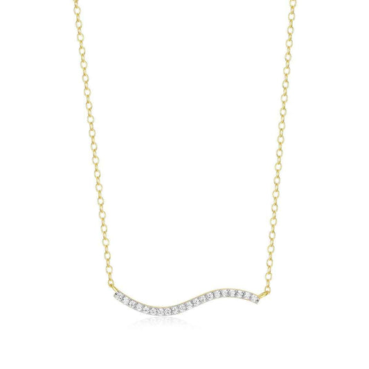 M by Monte Luna 1/5 ct. tw. Lab-Grown Diamond Wavy Bar Necklace in 14K Yellow Gold Plated Sterling Silver