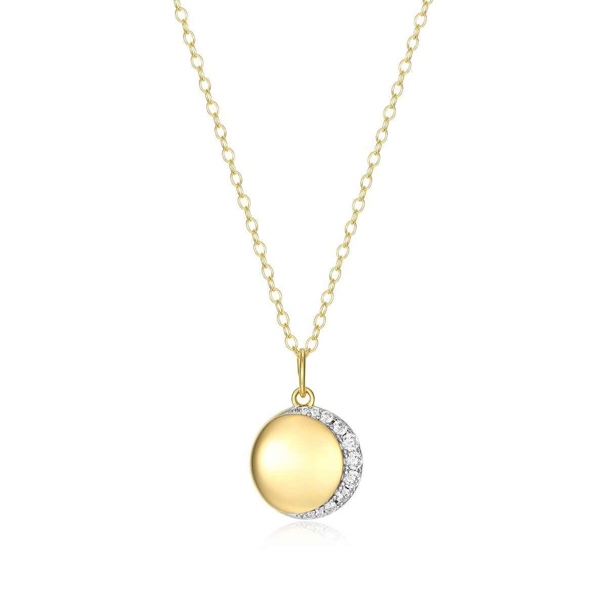 M by Monte Luna 1/6 ct. tw. Lab-Grown Diamond Crescent Pendant in 14K Yellow Gold Plated Sterling Silver