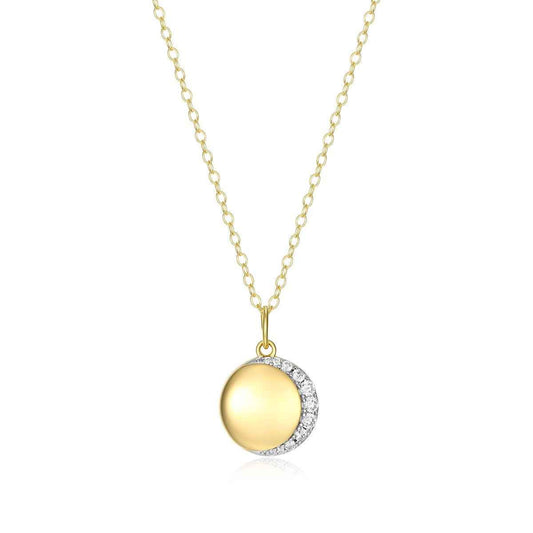 M by Monte Luna 1/6 ct. tw. Lab-Grown Diamond Crescent Pendant in 14K Yellow Gold Plated Sterling Silver