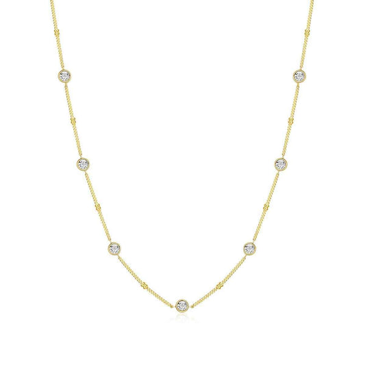 M by Monte Luna 1/6 ct. tw. Lab-Grown Diamond Station Necklace in 14K Yellow Gold Plated Sterling Silver