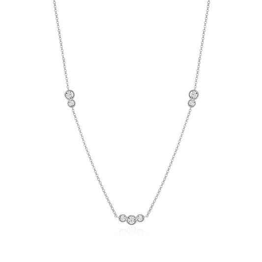 M by Monte Luna 1/5 ct. tw. Lab-Grown Diamond Trio Station Bolo Necklace in Rhodium Plated Sterling Silver