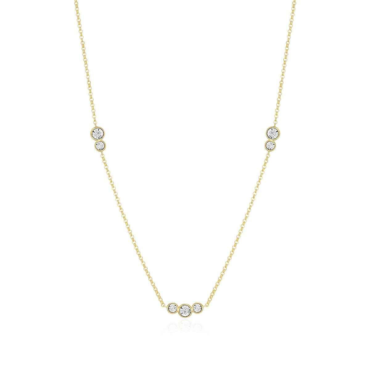M by Monte Luna 1/5 ct. tw. Lab-Grown Diamond Trio Station Bolo Necklace in 14K Yellow Gold Plated Sterling Silver