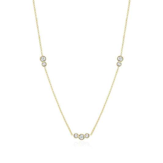 M by Monte Luna 1/5 ct. tw. Lab-Grown Diamond Trio Station Bolo Necklace in 14K Yellow Gold Plated Sterling Silver