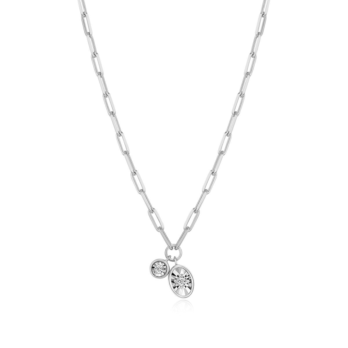 M by Monte Luna Lab-Grown Diamond Accent April Birthstone Necklace in Rhodium Plated Sterling Silver