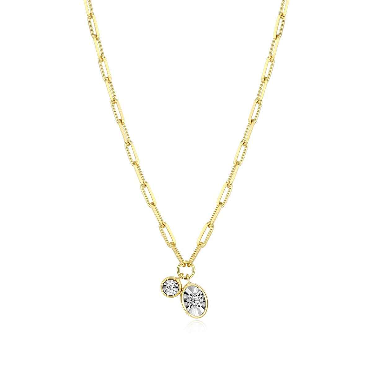 M by Monte Luna Lab-Grown Diamond Accent April Birthstone Necklace in 14K Yellow Gold Plated Sterling Silver