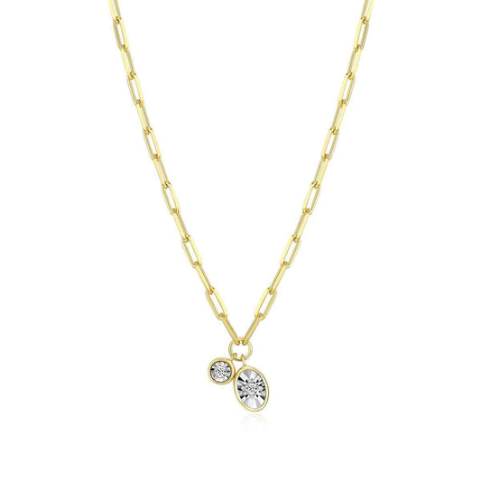 M by Monte Luna Lab-Grown Diamond Accent April Birthstone Necklace in 14K Yellow Gold Plated Sterling Silver