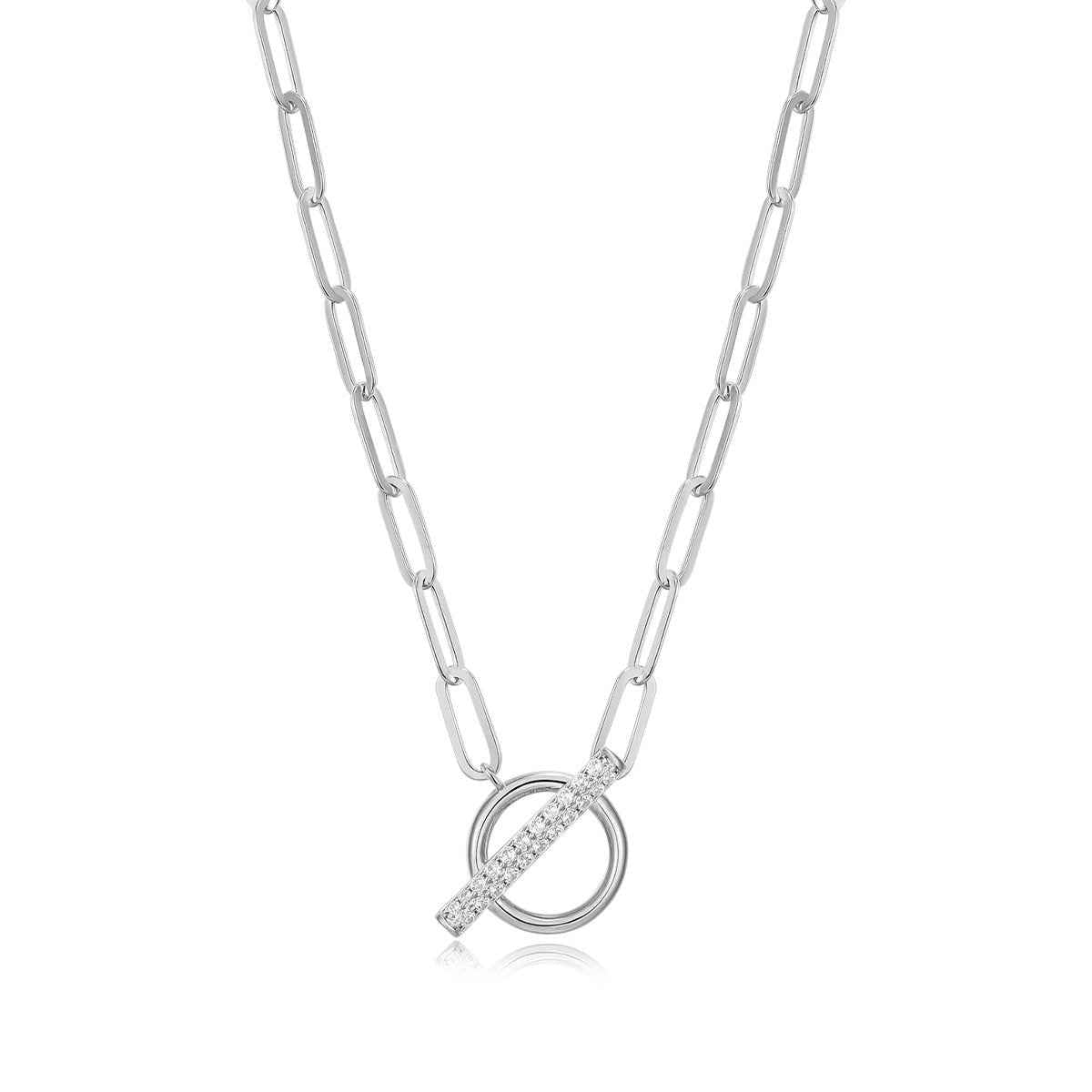 M by Monte Luna 1/5 ct. tw. Lab-Grown Diamond Toggle Necklace in Rhodium Plated Sterling Silver