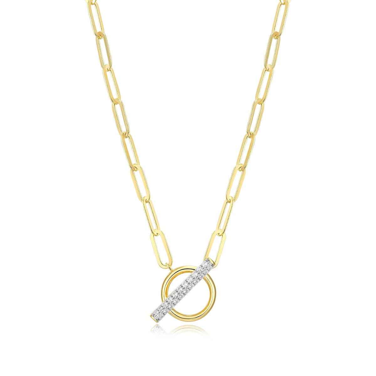 M by Monte Luna 1/5 ct. tw. Lab-Grown Diamond Toggle Necklace in 14K Yellow Gold Plated Sterling Silver