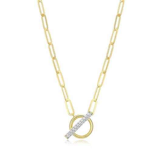 M by Monte Luna 1/5 ct. tw. Lab-Grown Diamond Toggle Necklace in 14K Yellow Gold Plated Sterling Silver