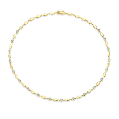 M by Monte Luna 1/5 ct. tw. Lab-Grown Diamond Marquises & Bezel Necklace in 14K Yellow Gold Plated Sterling Silver