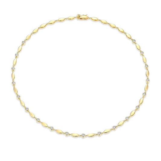 M by Monte Luna 1/5 ct. tw. Lab-Grown Diamond Marquises & Bezel Necklace in 14K Yellow Gold Plated Sterling Silver