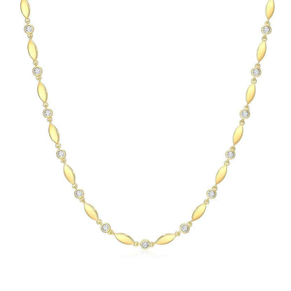 M by Monte Luna 1/5 ct. tw. Lab-Grown Diamond Marquises & Bezel Necklace in 14K Yellow Gold Plated Sterling Silver