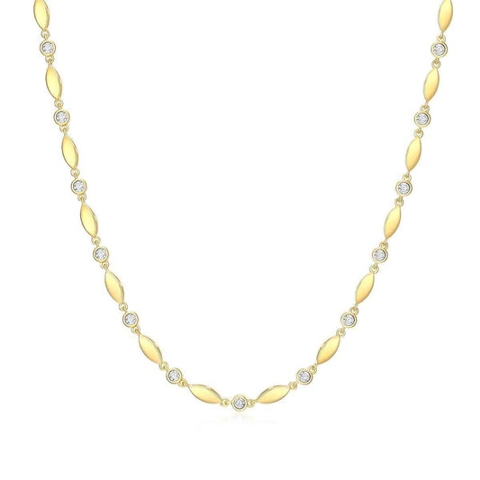 M by Monte Luna 1/5 ct. tw. Lab-Grown Diamond Marquises & Bezel Necklace in 14K Yellow Gold Plated Sterling Silver