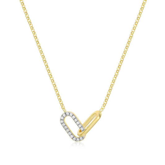 M by Monte Luna 1/5 ct. tw. Lab-Grown Diamond Linked Paperclip Necklace in 14K Yellow Gold Plated Sterling Silver