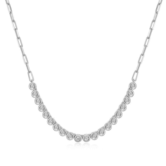 M by Monte Luna 1/5 ct. tw. Lab-Grown Diamond Paperclip Necklace in Rhodium Plated Sterling Silver