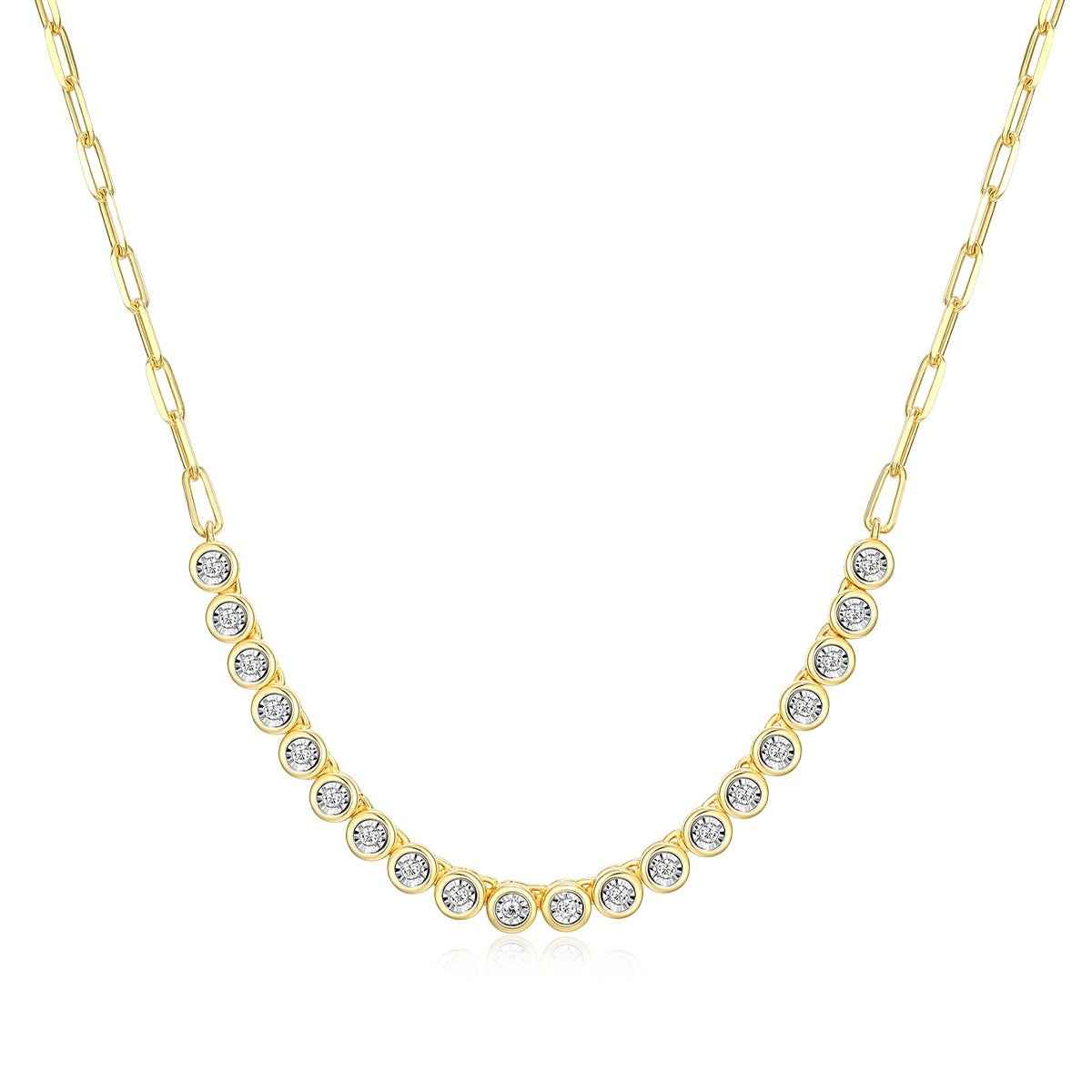 M by Monte Luna 1/5 ct. tw. Lab-Grown Diamond Paperclip Necklace in 14K Yellow Gold Plated Sterling Silver