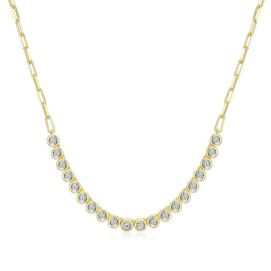 M by Monte Luna 1/5 ct. tw. Lab-Grown Diamond Paperclip Necklace in 14K Yellow Gold Plated Sterling Silver