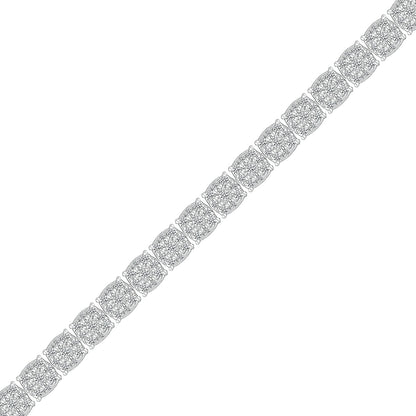 Fairytale Diamonds 2 ct. tw. Diamond Cluster Square Link Bracelet in 14K White Gold front view
