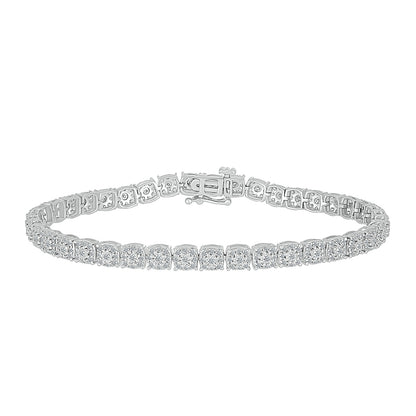 Fairytale Diamonds 2 ct. tw. Diamond Cluster Square Link Bracelet in 14K White Gold