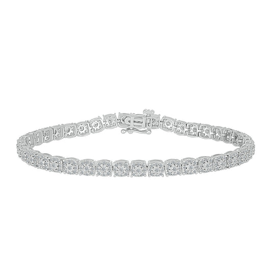 Fairytale Diamonds 2 ct. tw. Diamond Cluster Square Link Bracelet in 14K White Gold