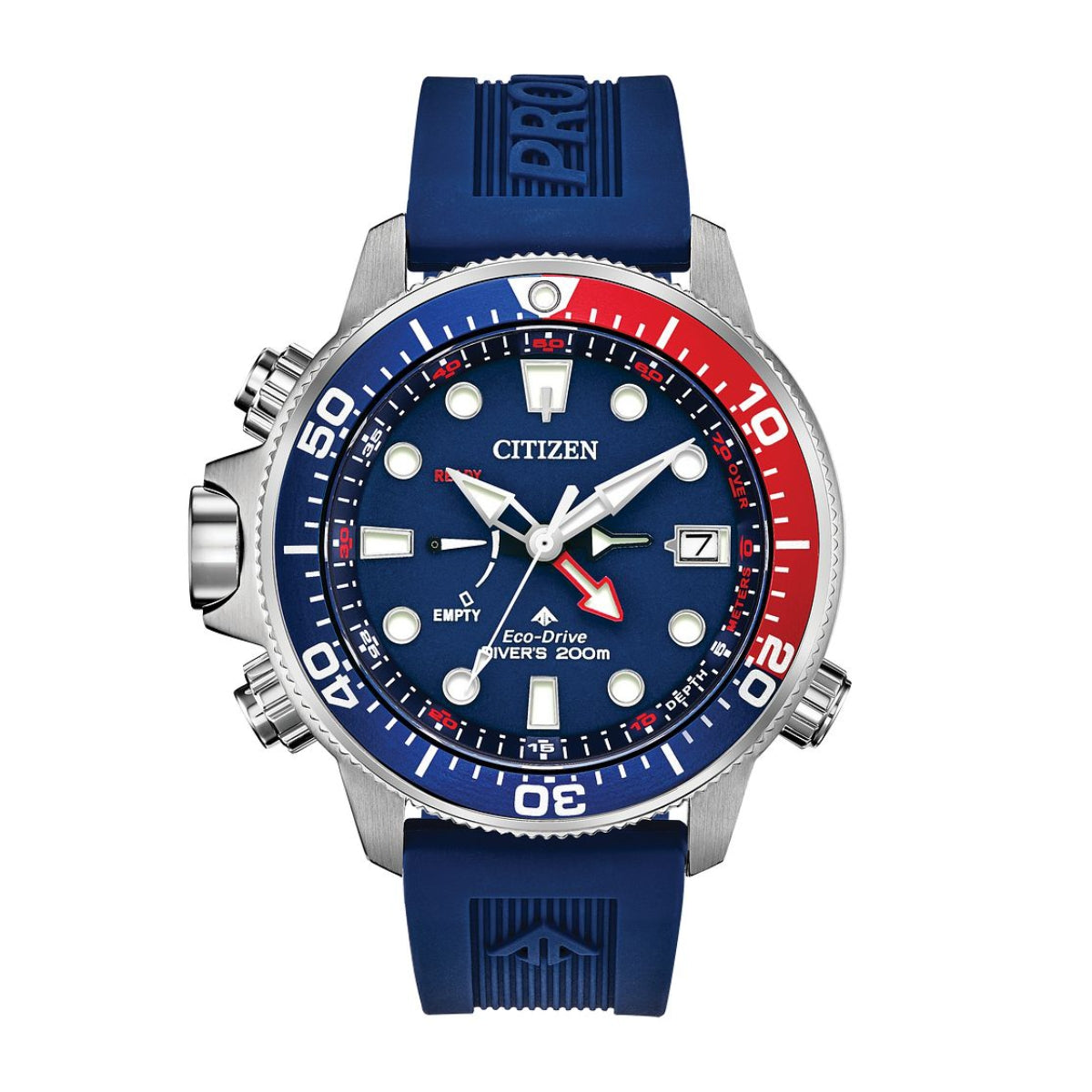 Citizen Men's Promaster Aqualand Stainless Steel Watch with Blue Dial & Blue Polyurethane Strap