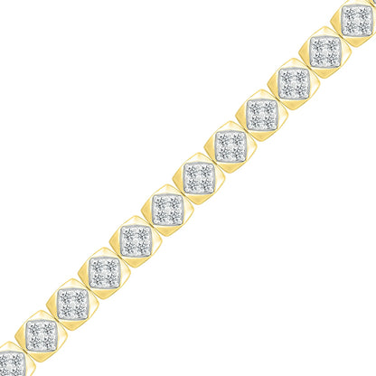 1-1/2 ct. tw. Diamond Square Link Bracelet in 14K Yellow Gold front view